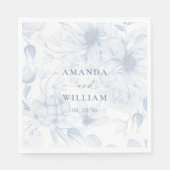 Elegante stoffige blauwe bloemen bruiloft servet (Voorkant)