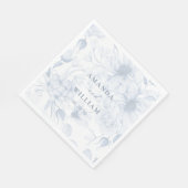 Elegante stoffige blauwe bloemen bruiloft servet (Hoek)