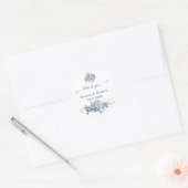 Elegante Stoffige Blauwe Bloemen Dank u Favor Ronde Sticker (Envelop)