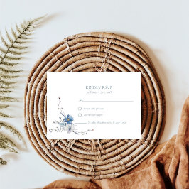 Elegante stoffige blauwe bloemen lente bloei bruil RSVP kaartje