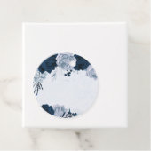 Elegante Stoffige Blauwe Bloemen Navy Blue Favor T Bedankjes Labels (In situ)