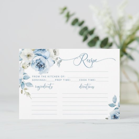 Elegante stoffige blauwe bloemenbruids recept kaar (Staand voorkant)