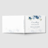Elegante stoffige blauwe bloemenbruiloft gastenboek (Volledig)