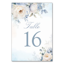 Elegante stoffige blauwe bloemenbruiloft gepersona kaart
