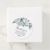 Elegante stoffige blauwe bloemenbruiloftsgunst Gif Bedankjes Labels (In situ)