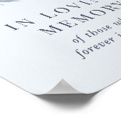 Elegante stoffige blauwe bloemige bruiloft ter lie poster (Hoek)