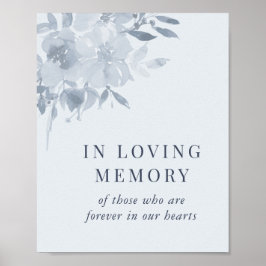 Elegante stoffige blauwe bloemige bruiloft ter lie poster