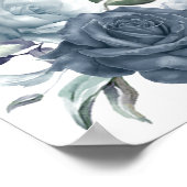 Elegante stoffige blauwe bloemige trouwposter poster (Hoek)