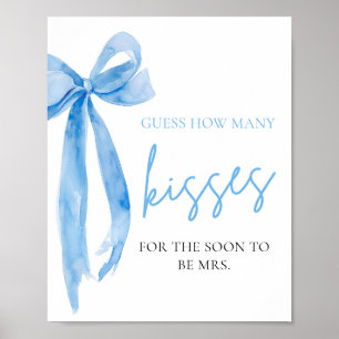 Elegante stoffige blauwe boog raad eens hoeveel ku poster