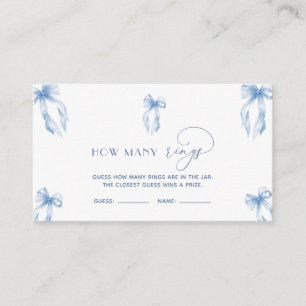 Elegante stoffige blauwe boog Raad hoe ringen spel Informatiekaartje