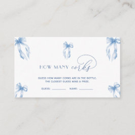 Elegante stoffige blauwe boog raad hoeveel kurken  informatiekaartje