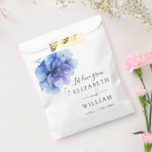 Elegante stoffige blauwe botanische bloem zaad bru bedankzakje (Gezegeld)