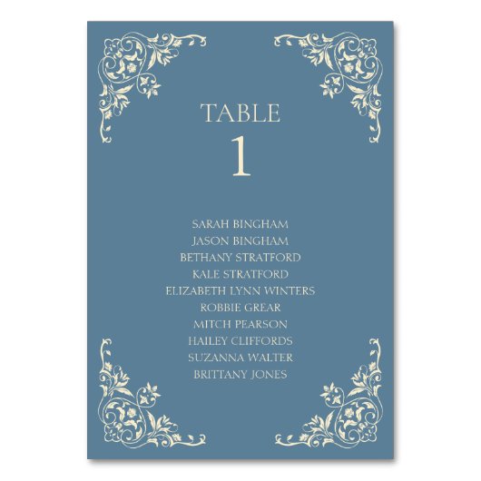 Elegante stoffige blauwe boter geel rand kaart (Voorkant)