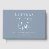 Elegante stoffige blauwe brieven aan de bruid gastenboek (Voorkant)