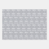 Elegante stoffige blauwe bruid bruidegom namen bru inpakpapier vel (Voorkant 3)