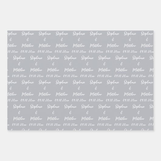 Elegante stoffige blauwe bruid bruidegom namen bru inpakpapier vel (Voorkant 3)