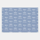 Elegante stoffige blauwe bruid bruidegom namen bru inpakpapier vel (Voorkant)