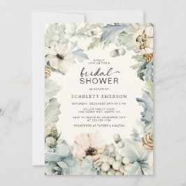 Elegante stoffige blauwe bruiloftsshower uitnodigi kaart
