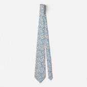 Elegante stoffige blauwe en witte bloemen stropdas (Voorkant)
