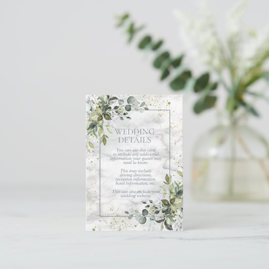 Elegante stoffige blauwe Eucalyptus groen Marmer Informatiekaartje (Staand voorkant)