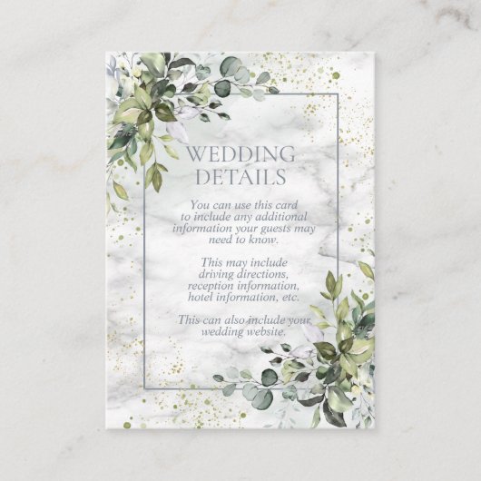 Elegante stoffige blauwe Eucalyptus groen Marmer Informatiekaartje (Voorkant)