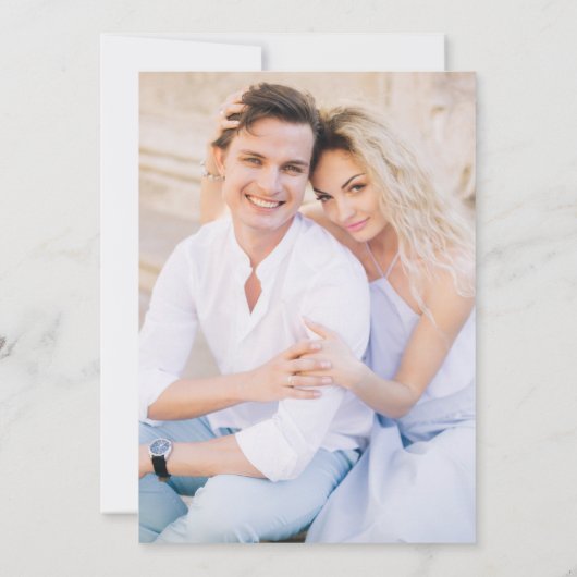 Elegante stoffige blauwe Franse bloem Save the Dat Save The Date (Achterkant)