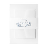 Elegante stoffige blauwe Franse bloemenkam Uitnodigingen Wikkel (Voorkant Voorbeeld)