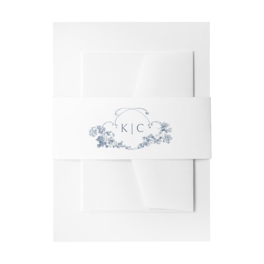 Elegante stoffige blauwe Franse bloemenkam Uitnodigingen Wikkel (Voorkant Voorbeeld)