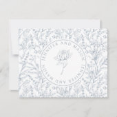 Elegante stoffige blauwe Franse bruiloft bedankjes Bedankkaart (Voorkant)