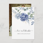 Elegante stoffige blauwe groen bruiloft benodigdhe bedankkaart (Voorkant / Achterkant)