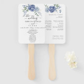 Elegante stoffige blauwe groen bruiloft benodigdhe handwaaier (Voorkant en achterkant)