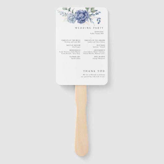 Elegante stoffige blauwe groen bruiloft benodigdhe handwaaier (Achterkant)