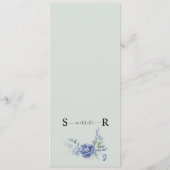 Elegante stoffige blauwe groen bruiloft benodigdhe menu (Achterkant)