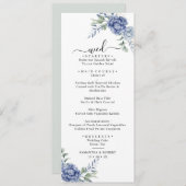 Elegante stoffige blauwe groen bruiloft benodigdhe menu (Voorkant / Achterkant)