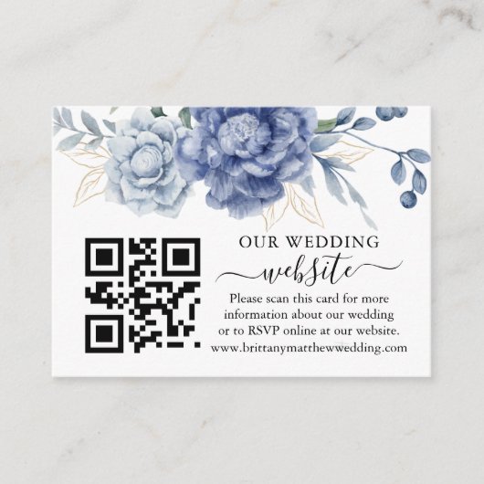 Elegante stoffige blauwe groene huwelijksbenodigdh informatiekaartje (Voorkant)