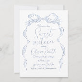 Elegante stoffige blauwe hand getekend boog zoet z kaart (Voorkant)