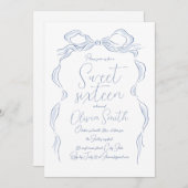 Elegante stoffige blauwe hand getekend boog zoet z kaart (Voorkant / Achterkant)