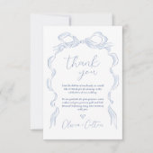 Elegante stoffige blauwe hand getekende boog bruil bedankkaart (Voorkant)
