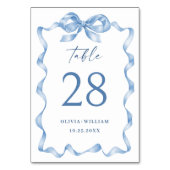 Elegante stoffige blauwe hand getekende boog bruil kaart (Voorkant)