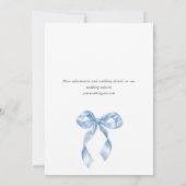 Elegante stoffige blauwe hand getekende boog bruil kaart (Achterkant)