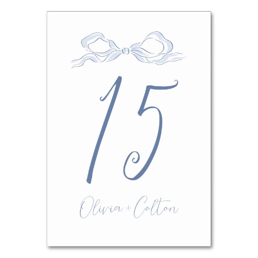 Elegante stoffige blauwe hand getekende boog bruil kaart (Achterkant)