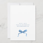 Elegante stoffige blauwe hand getekende boog bruil kaart (Achterkant)