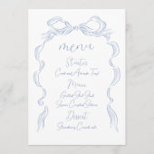 Elegante stoffige blauwe hand getekende boog bruil menu (Voorkant)