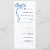 Elegante stoffige blauwe hand getekende boog bruil menu (Voorkant)