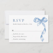 Elegante stoffige blauwe hand getekende boog bruil RSVP kaartje (Voorkant)