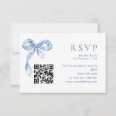 Elegante stoffige blauwe hand getekende boog bruil RSVP kaartje (Voorkant)