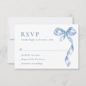 Elegante stoffige blauwe hand getekende boog bruil RSVP kaartje (Voorkant)