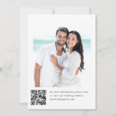 Elegante stoffige blauwe hand getekende boog bruil save the date (Achterkant)