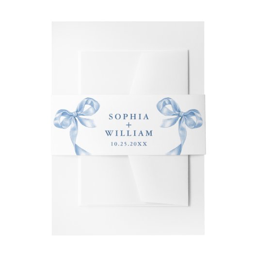 Elegante stoffige blauwe hand getekende boog bruil uitnodigingen wikkel (Voorkant Voorbeeld)