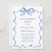 Elegante stoffige blauwe hand getrokken boog verlo kaart (Voorkant)